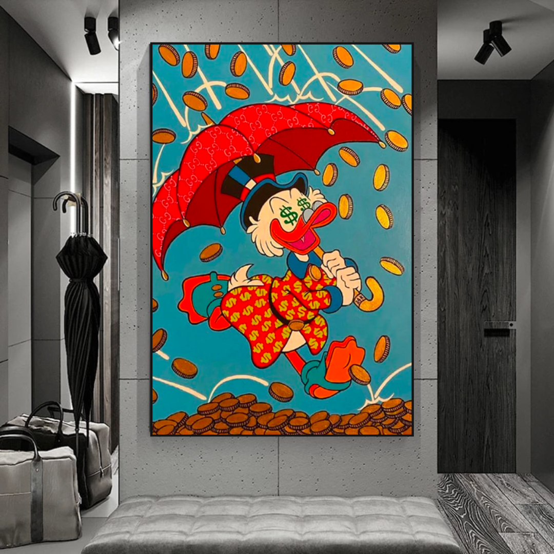 ChandeliersDecor.com-Scrooge McDuck Wall Art-Disney Scrooge Mcduck with Umbrella Canvas Wall Art