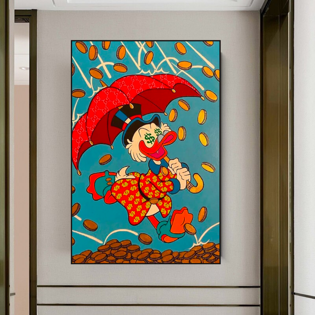ChandeliersDecor.com-Scrooge McDuck Wall Art-Disney Scrooge Mcduck with Umbrella Canvas Wall Art