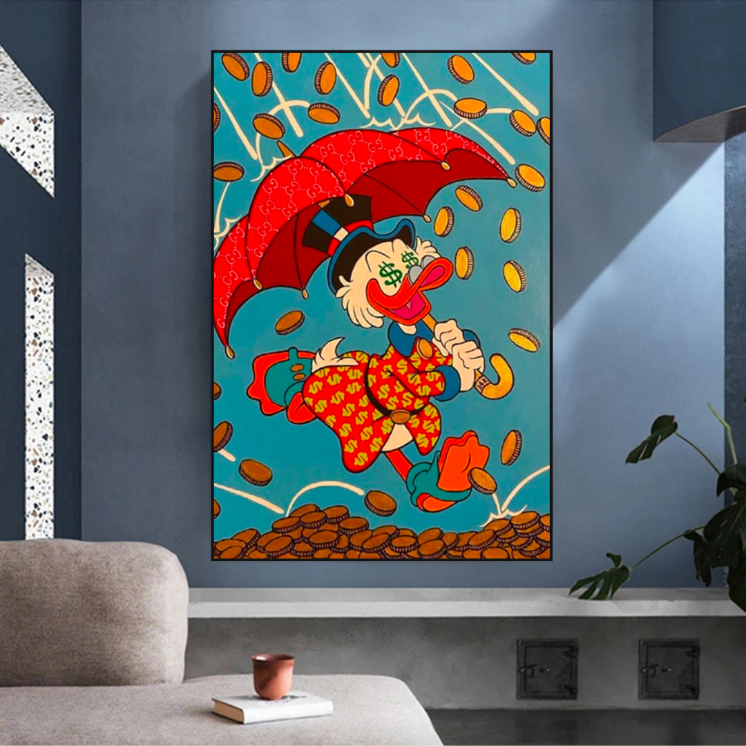 ChandeliersDecor.com-Scrooge McDuck Wall Art-Disney Scrooge Mcduck with Umbrella Canvas Wall Art