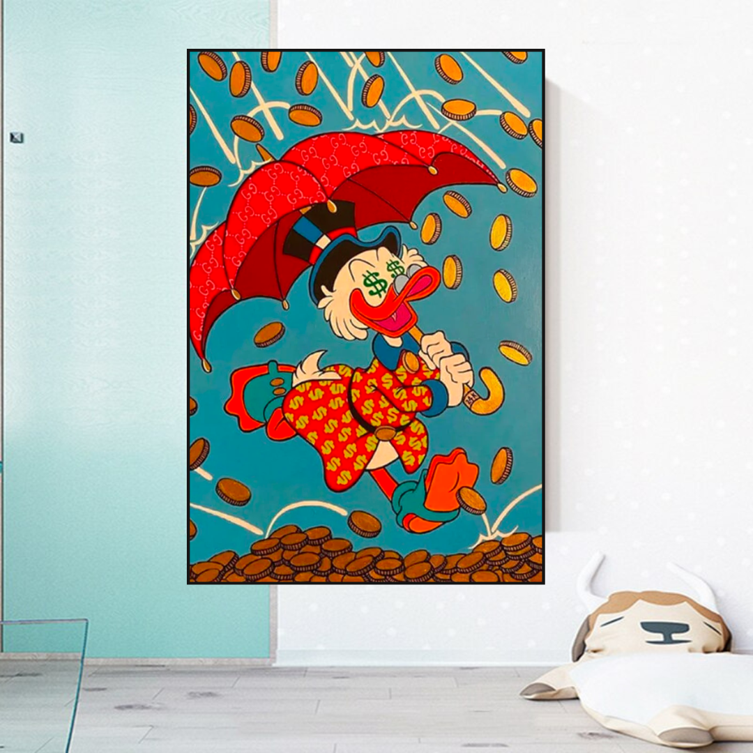 ChandeliersDecor.com-Scrooge McDuck Wall Art-Disney Scrooge Mcduck with Umbrella Canvas Wall Art