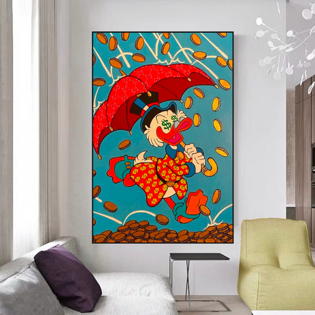 ChandeliersDecor.com-Scrooge McDuck Wall Art-Disney Scrooge Mcduck with Umbrella Canvas Wall Art