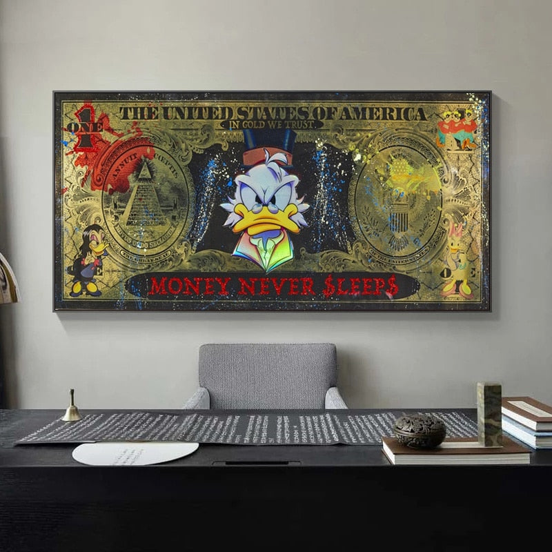 ChandeliersDecor.com-Scrooge McDuck Wall Art-Disney's Scrooge & Donald Dollar Canvas Wall Art