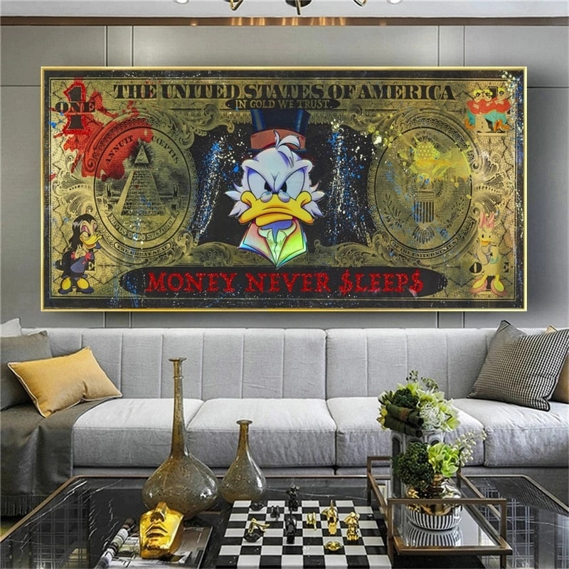 ChandeliersDecor.com-Scrooge McDuck Wall Art-Disney's Scrooge & Donald Dollar Canvas Wall Art