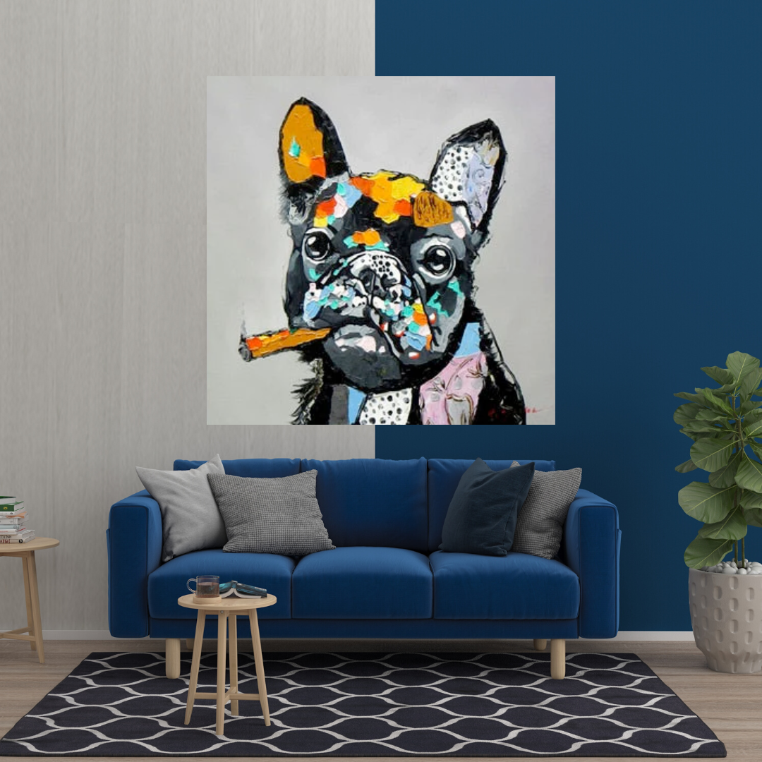 ChandeliersDecor.com-Wall Posters-Dog Cheers Smoking Bulldog Canvas Wall Art