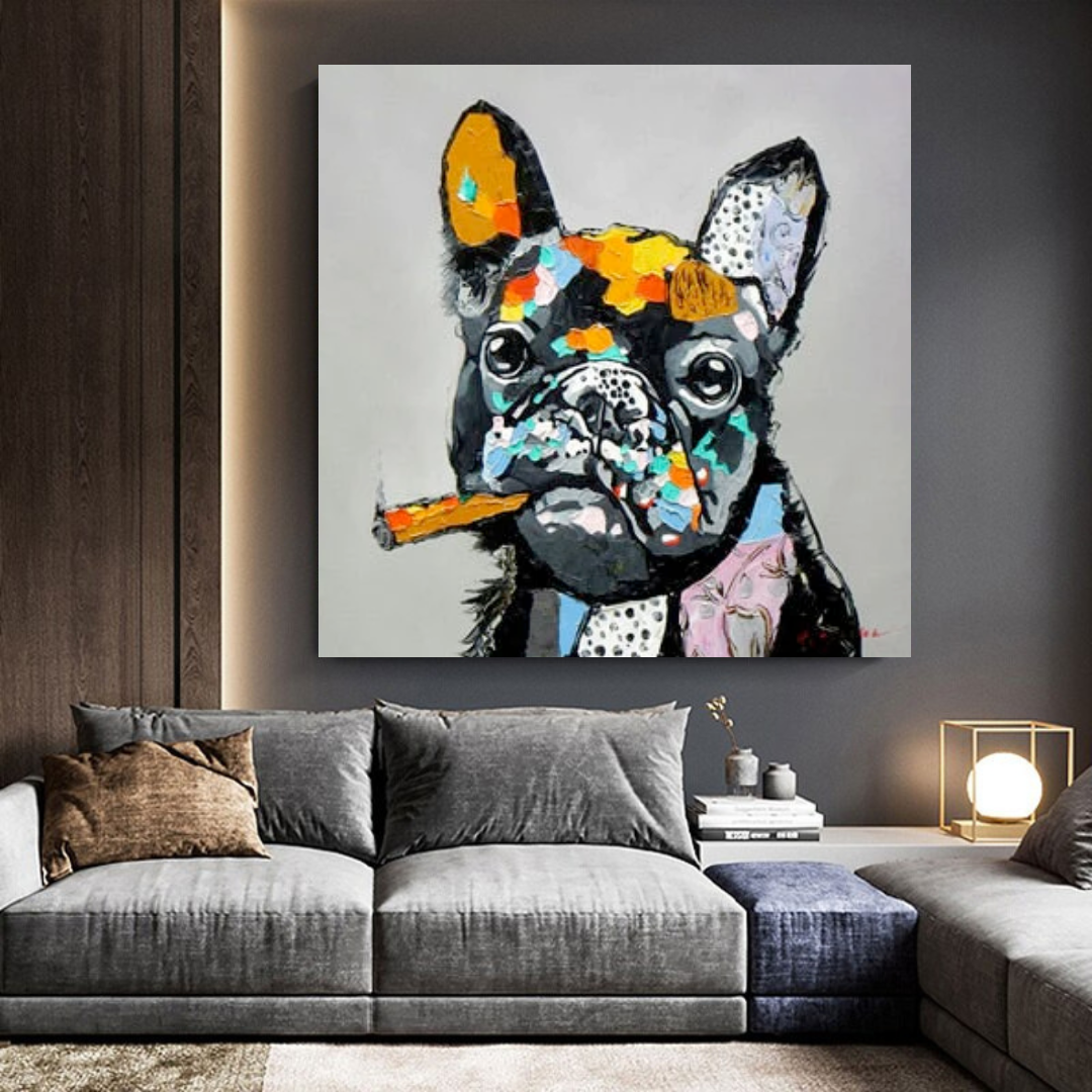 ChandeliersDecor.com-Wall Posters-Dog Cheers Smoking Bulldog Canvas Wall Art