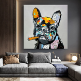 ChandeliersDecor.com-Wall Posters-Dog Cheers Smoking Bulldog Canvas Wall Art
