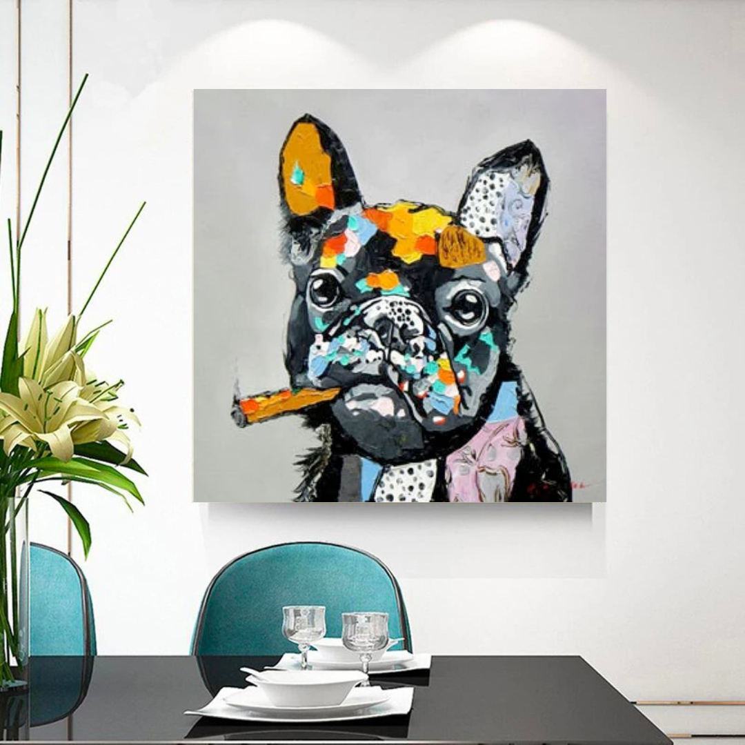 ChandeliersDecor.com-Wall Posters-Dog Cheers Smoking Bulldog Canvas Wall Art