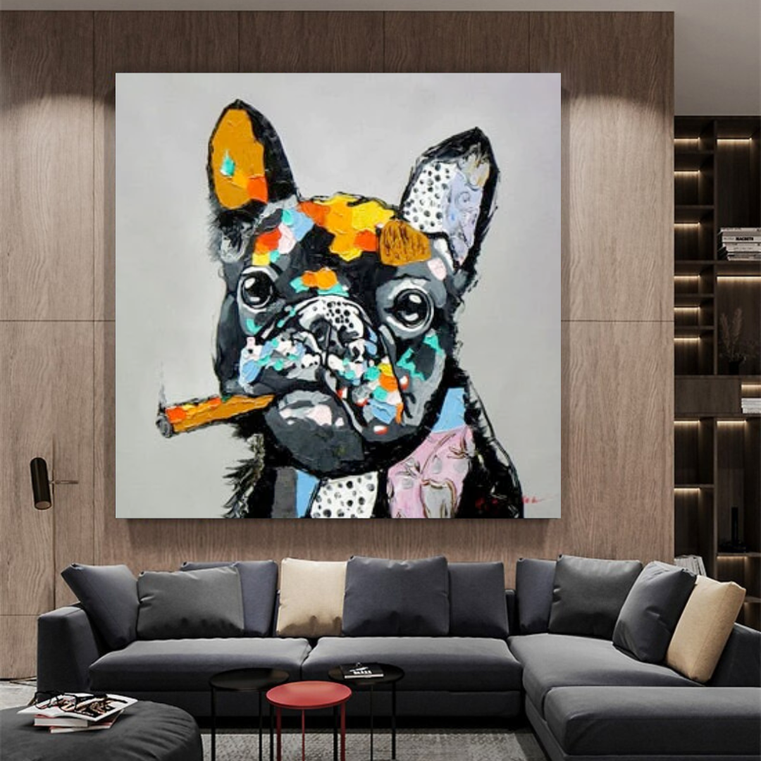 ChandeliersDecor.com-Wall Posters-Dog Cheers Smoking Bulldog Canvas Wall Art