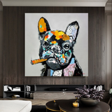 ChandeliersDecor.com-Wall Posters-Dog Cheers Smoking Bulldog Canvas Wall Art