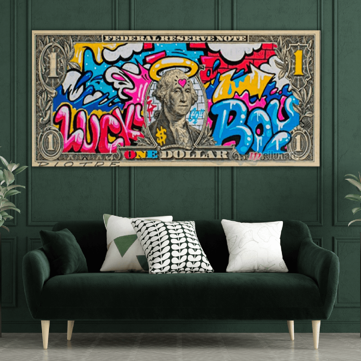 ChandeliersDecor.com-Wall Posters-Dollar Art: Unique Money Bill Cash Canvas Wall Art