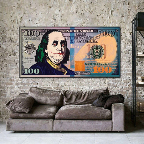 ChandeliersDecor.com-Wall Posters-Dollar Bill Poster - Unique Joker Wall Art