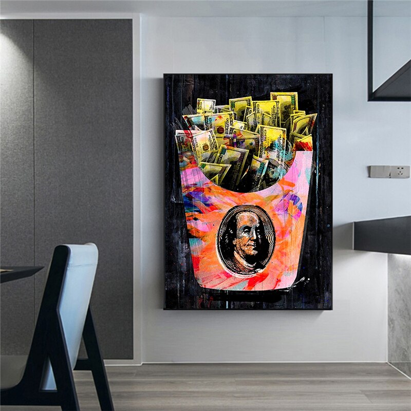 ChandeliersDecor.com-Wall Posters-Dollars in Bag Canvas Wall Art