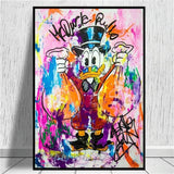 ChandeliersDecor.com-Wall Posters-Donald Duck Rich Money Canvas Wall Art