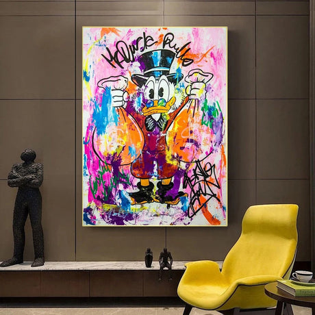 ChandeliersDecor.com-Wall Posters-Donald Duck Rich Money Canvas Wall Art