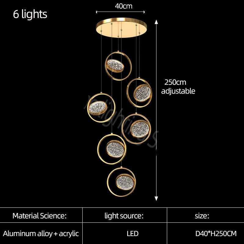 ChandeliersDecor.com-Staircase Chandelier-Double Rings Staircase Chandelier: Luxury Lighting Fixture