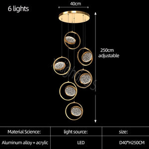 ChandeliersDecor.com-Staircase Chandelier-Double Rings Staircase Chandelier: Luxury Lighting Fixture