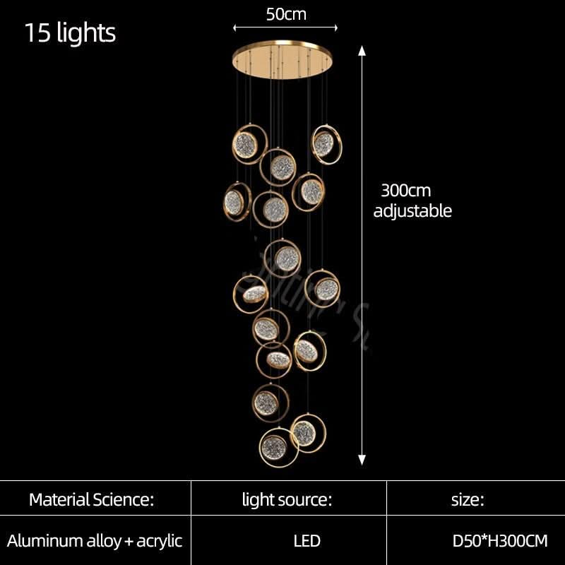 Double Rings Staircase Chandelier: Luxury Lighting Fixture-ChandeliersDecor.com