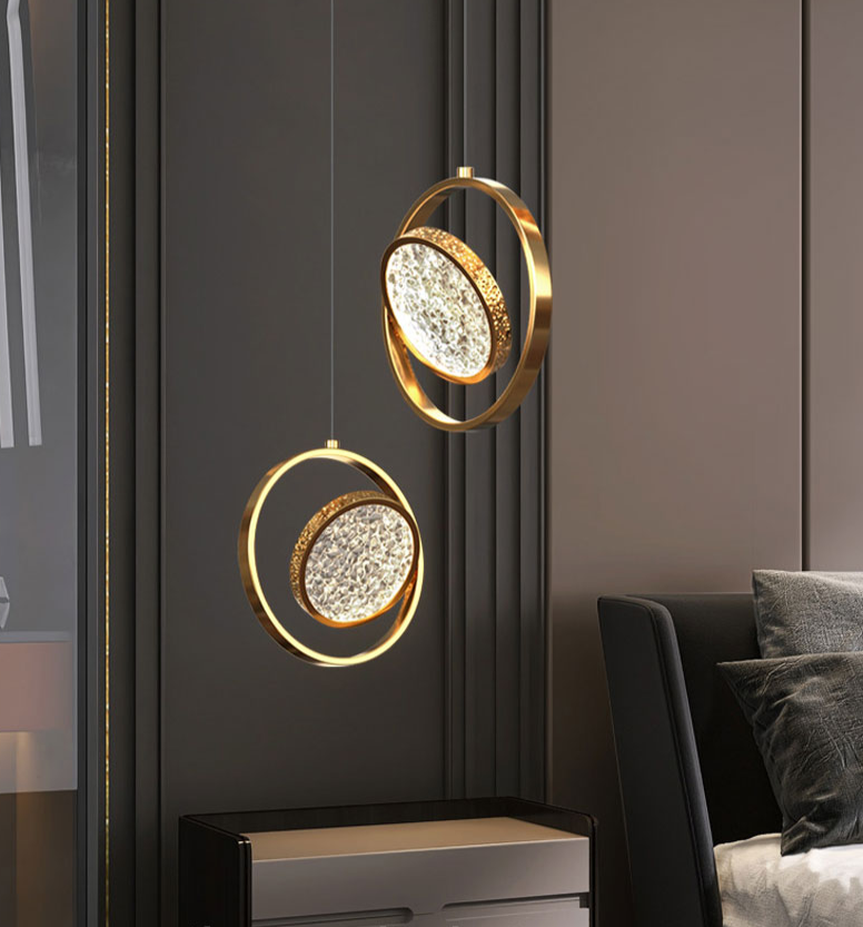 ChandeliersDecor.com-Staircase Chandelier-Double Rings Staircase Chandelier: Luxury Lighting Fixture