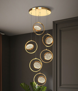 ChandeliersDecor.com-Staircase Chandelier-Double Rings Staircase Chandelier: Luxury Lighting Fixture