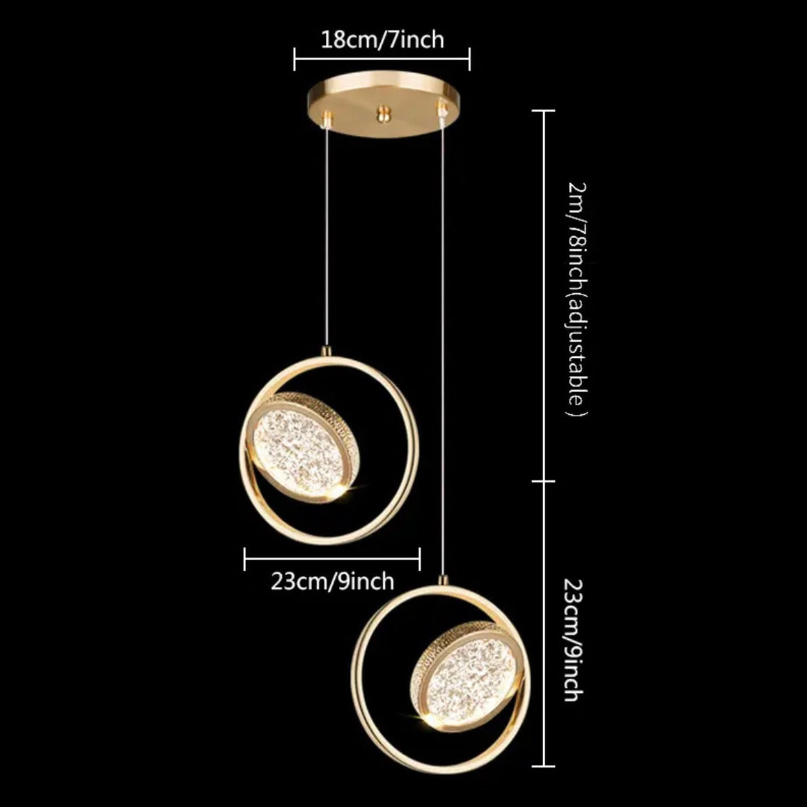 ChandeliersDecor.com-Staircase Chandelier-Double Rings Staircase Chandelier: Luxury Lighting Fixture