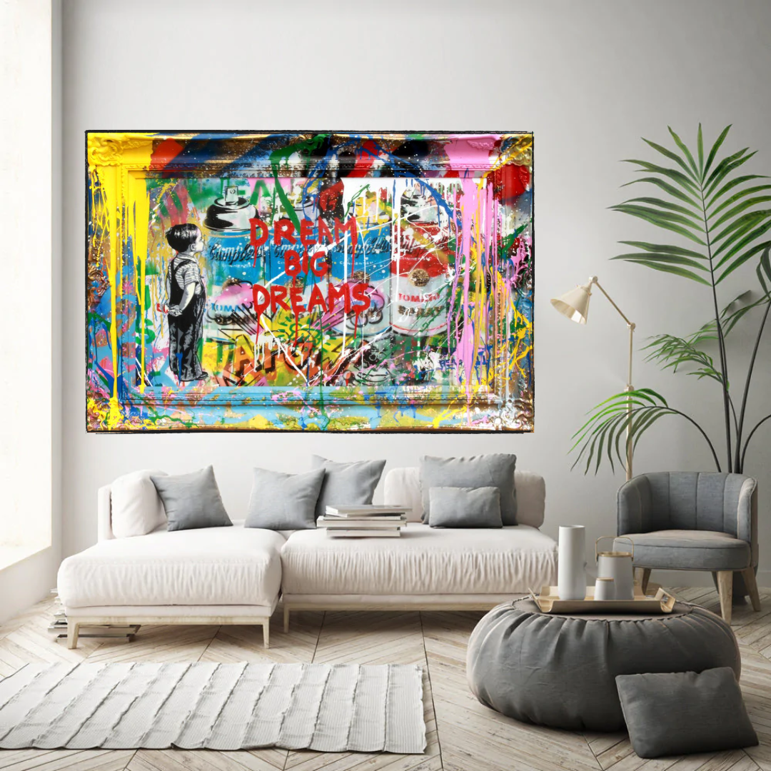 ChandeliersDecor.com-Banksy Wall Poster-Dream Big Dreams Banksy Art - Inspirational Graffiti Gift