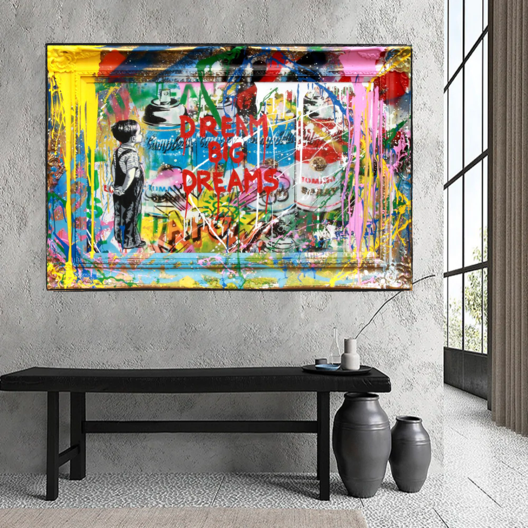 ChandeliersDecor.com-Banksy Wall Poster-Dream Big Dreams Banksy Art - Inspirational Graffiti Gift