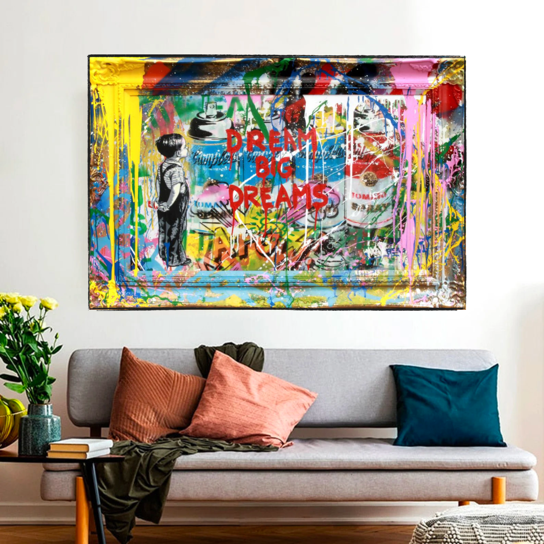 ChandeliersDecor.com-Banksy Wall Poster-Dream Big Dreams Banksy Art - Inspirational Graffiti Gift
