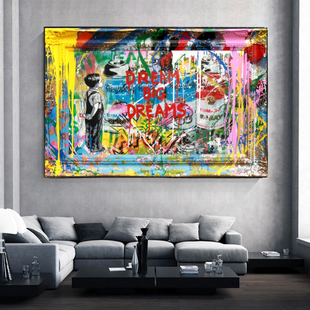 ChandeliersDecor.com-Banksy Wall Poster-Dream Big Dreams Banksy Art - Inspirational Graffiti Gift