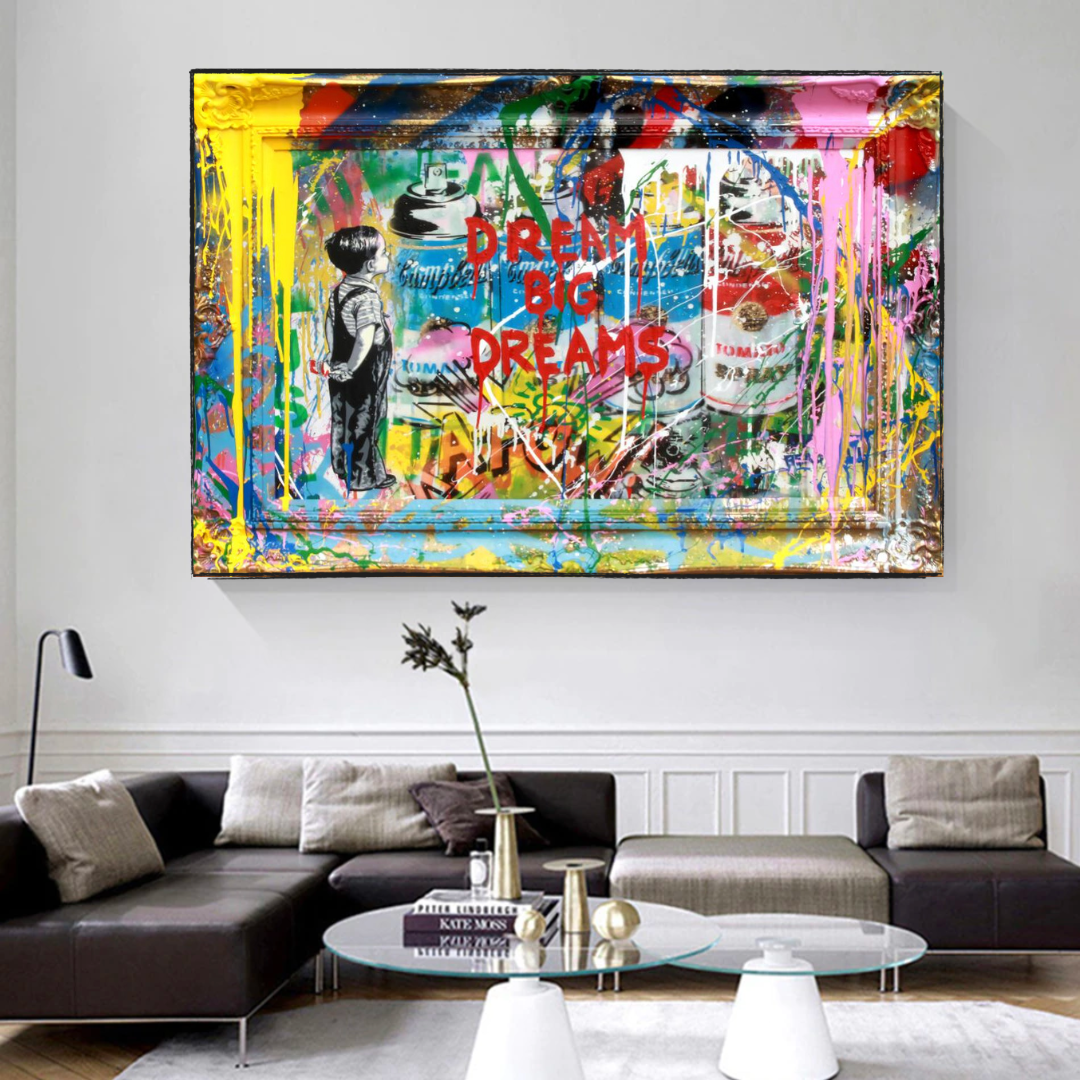 ChandeliersDecor.com-Banksy Wall Poster-Dream Big Dreams Banksy Art - Inspirational Graffiti Gift