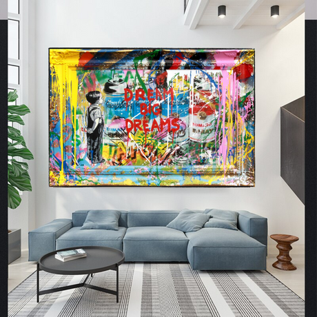 ChandeliersDecor.com-Banksy Wall Poster-Dream Big Dreams Banksy Art - Inspirational Graffiti Gift