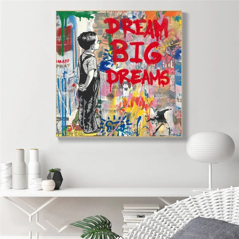 ChandeliersDecor.com-Banksy Wall Poster-Dream Big Dreams Canvas Wall Art - Famous Banksy Art