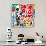 ChandeliersDecor.com-Banksy Wall Poster-Dream Big Dreams Canvas Wall Art - Famous Banksy Art