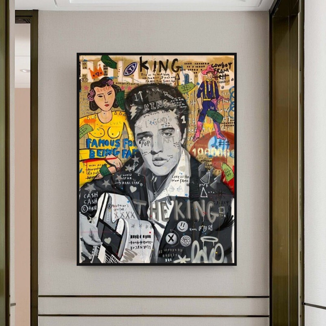 ChandeliersDecor.com-Musicians Wall Art-Elvis Presley Singer Graffiti Canvas Wall Art