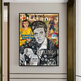ChandeliersDecor.com-Musicians Wall Art-Elvis Presley Singer Graffiti Canvas Wall Art