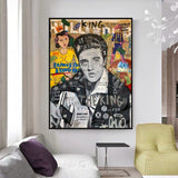 ChandeliersDecor.com-Musicians Wall Art-Elvis Presley Singer Graffiti Canvas Wall Art