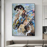 ChandeliersDecor.com-Musicians Wall Art-Elvis Presley Singer Portrait Abstract Magazine Wall Art
