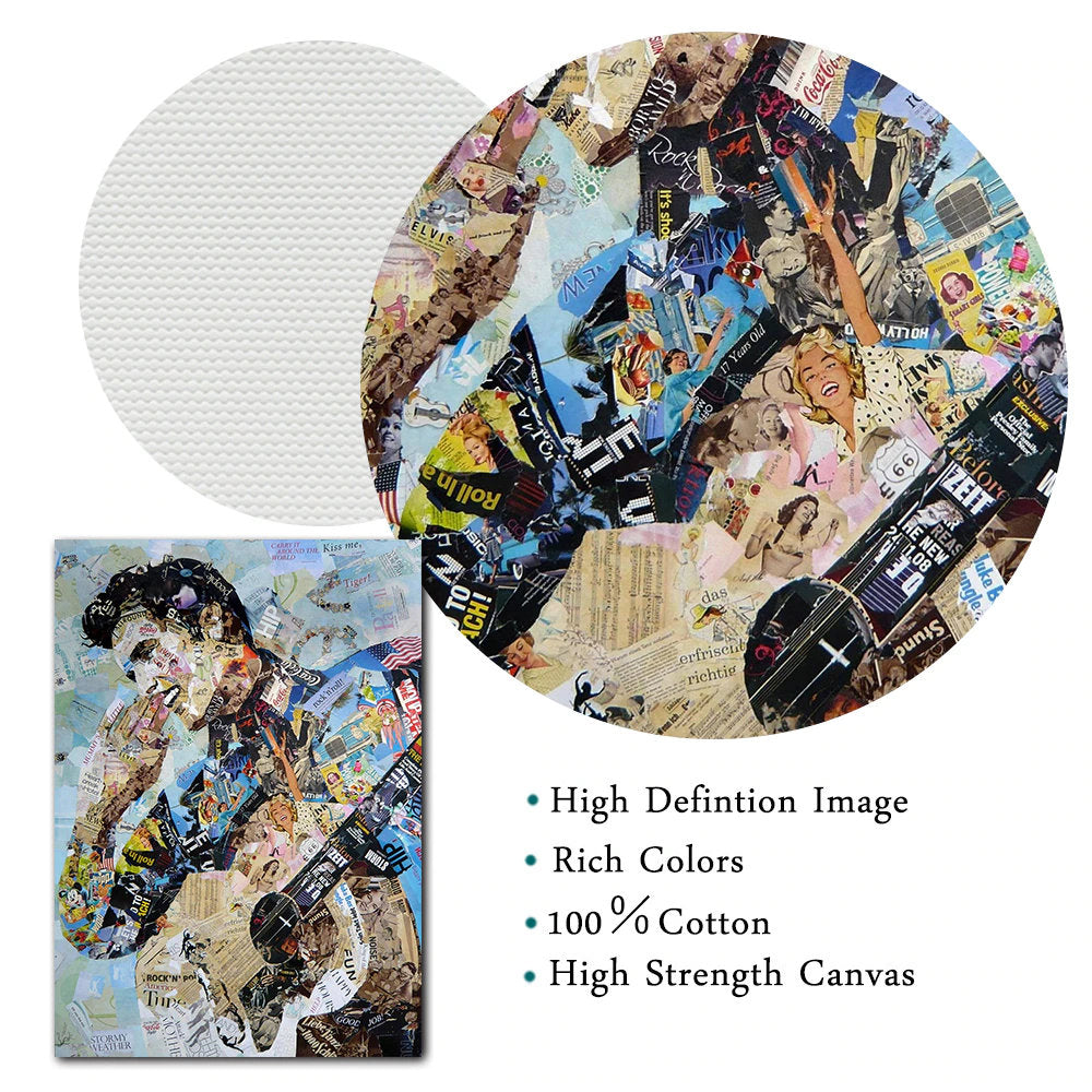 ChandeliersDecor.com-Musicians Wall Art-Elvis Presley Singer Portrait Abstract Magazine Wall Art