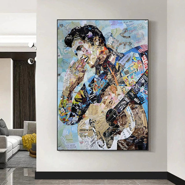 ChandeliersDecor.com-Musicians Wall Art-Elvis Presley Singer Portrait Abstract Magazine Wall Art
