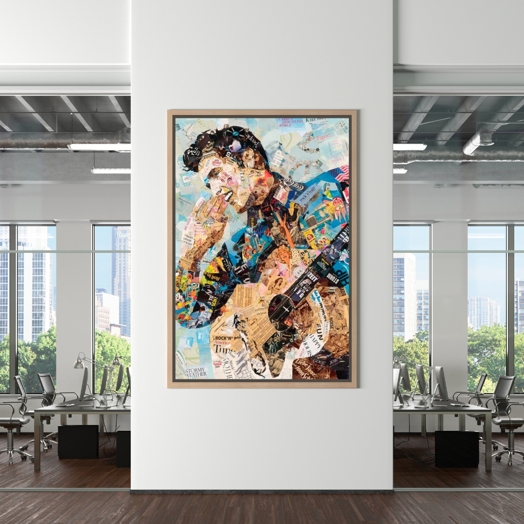 ChandeliersDecor.com-Musicians Wall Art-Elvis Presley Singer Portrait Canvas Painting Abstract Magazine Wall Art