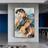 ChandeliersDecor.com-Musicians Wall Art-Elvis Presley Singer Portrait Canvas Painting Abstract Magazine Wall Art