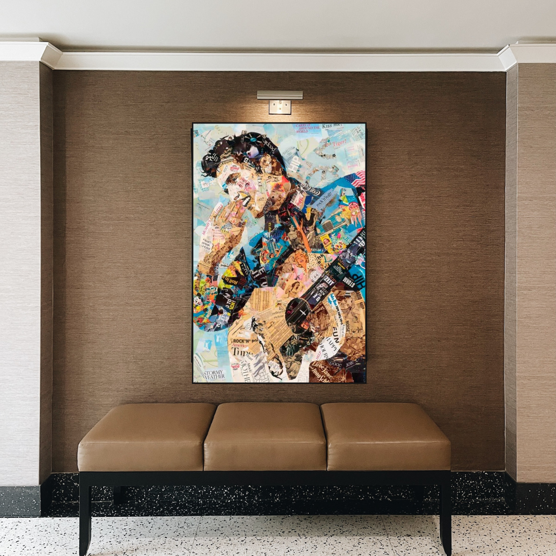 ChandeliersDecor.com-Musicians Wall Art-Elvis Presley Singer Portrait Canvas Painting Abstract Magazine Wall Art