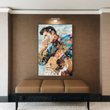 ChandeliersDecor.com-Musicians Wall Art-Elvis Presley Singer Portrait Canvas Painting Abstract Magazine Wall Art