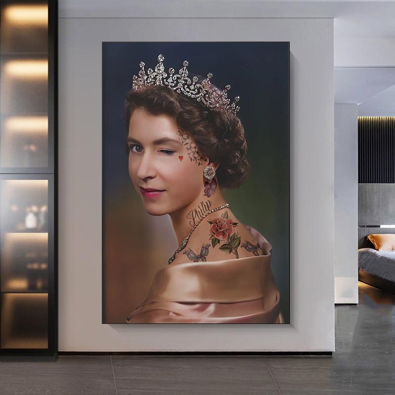 ChandeliersDecor.com-Wall Posters-England Queen Wink Canvas Wall Art