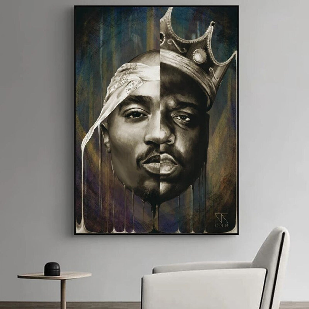 ChandeliersDecor.com-Musicians Wall Art-Famous Rapper Singer Portrait of Tupac Canvas Wall Art