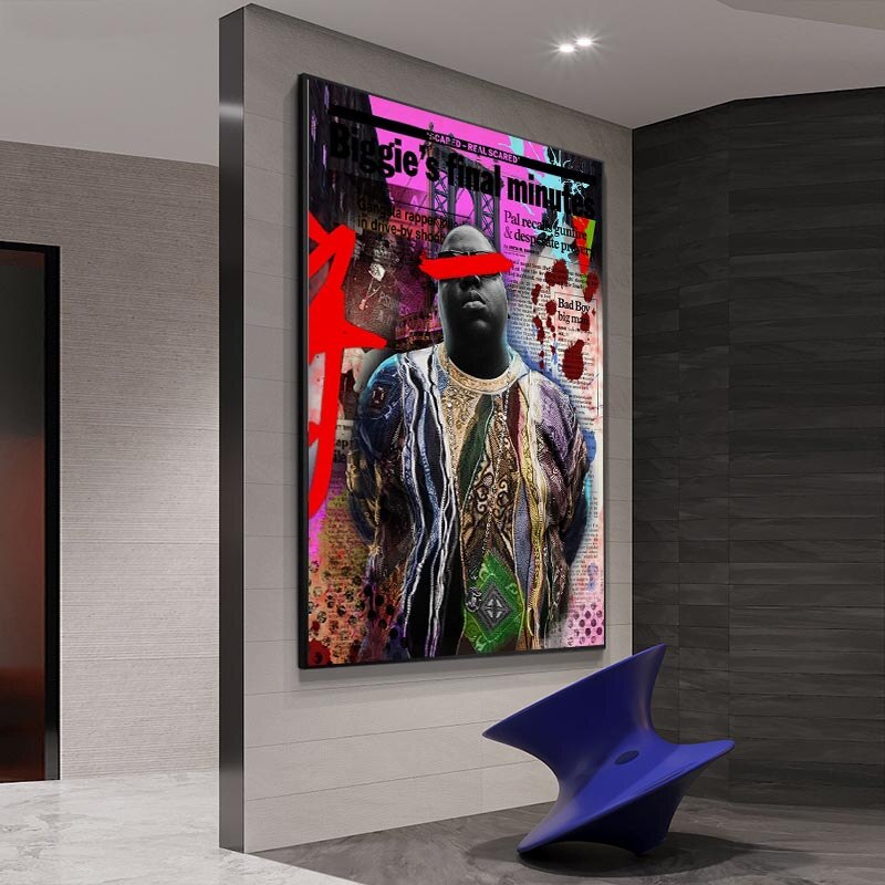 ChandeliersDecor.com-Musicians Wall Art-Famous Singer Biggie Smalls Poster Canvas Wall Art