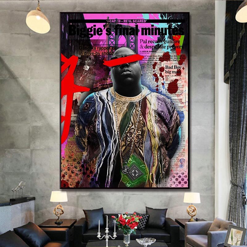 ChandeliersDecor.com-Musicians Wall Art-Famous Singer Biggie Smalls Poster Canvas Wall Art