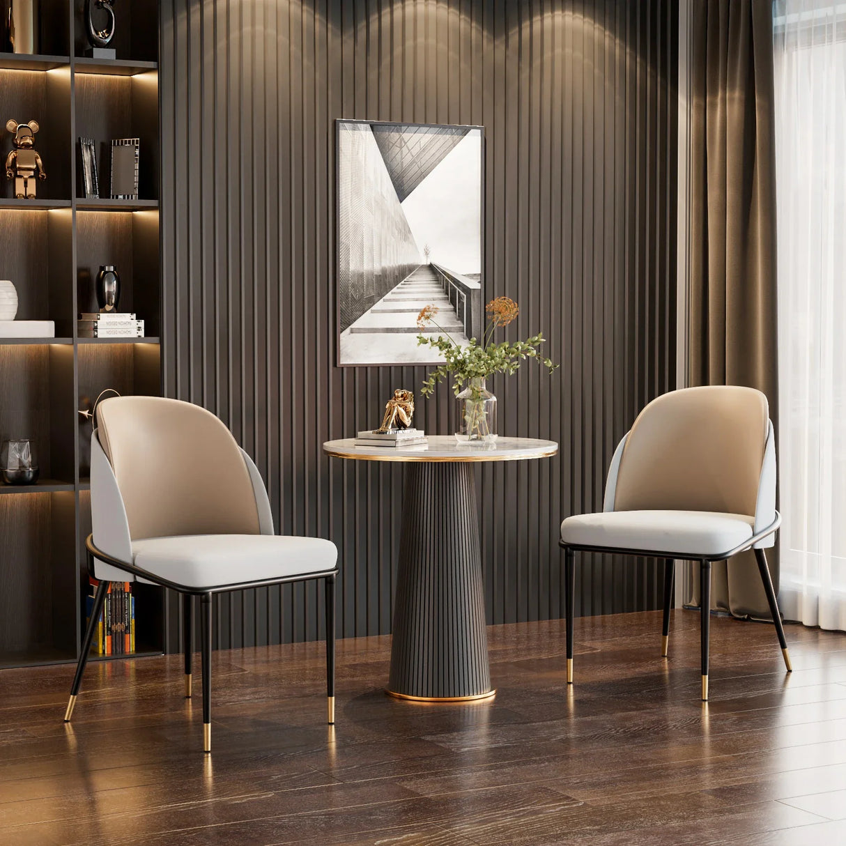 ChandeliersDecor.com-Dining Chairs-Faux Leather Designer Dining Chair