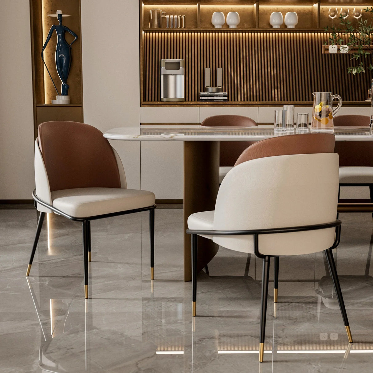 ChandeliersDecor.com-Dining Chairs-Faux Leather Designer Dining Chair