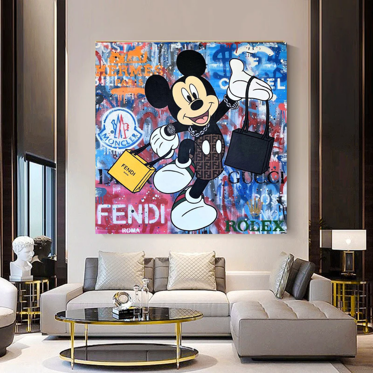 ChandeliersDecor.com-Wall Posters-Fendi Shopping: Disney Mickey Canvas Wall Art