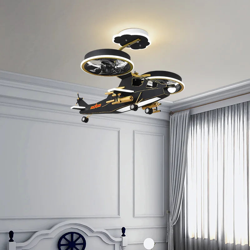ChandeliersDecor.com-Kids Room Nursery Lighting-Fighter Combat Helicopter Ceiling Light for Kids Room